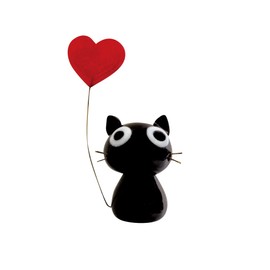 かわいい 猫 手作り ガラス細工 ハート黒ねこ CYK729