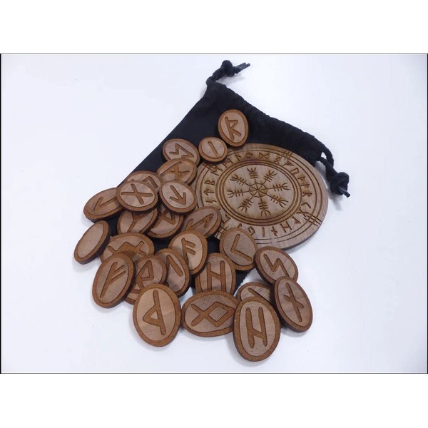 25 Wooden Rune Stones Set Walnut Runes Set (Runes 20