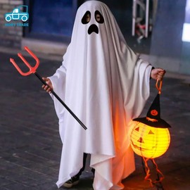 Morytrade Ghost Poncho, Cosplay, Ghostly Halloween Cloak, Just Put On, Costume for Children, 63.0 inches (160 cm)