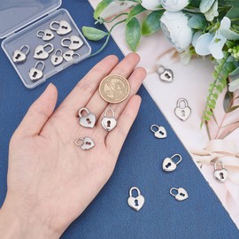 UNICRAFTALE 18pcs 3 Sizes Heart Lock Charms 304 Stainless Steel Pendants Love lock Pattern Charms Stainless Steel Color Pendants for DIY Necklaces Jewelry Making Accessory