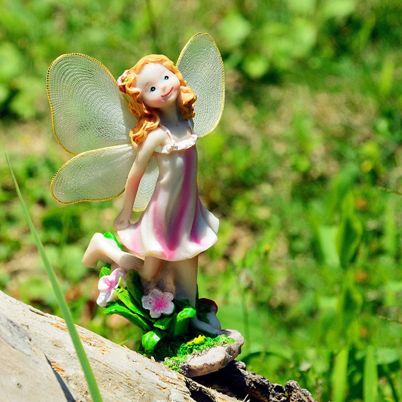 4Pcs/Set Fairy Statue Elf Sculpture Art Craft Outdoor Courtyard Garden