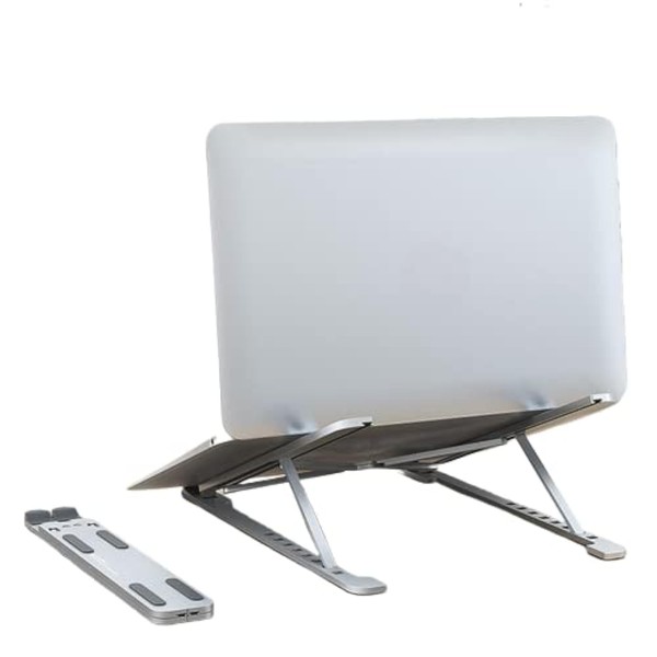 Adjustable and Portable Aluminum Laptop Stand, Foldable Desk-Stand with 8