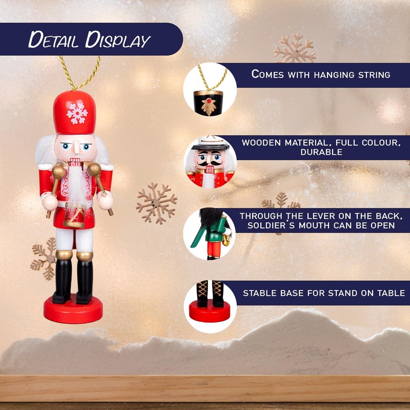 SHATCHI 13cm Wooden Christmas Nutcrackers 5pcs Set - Soldiers King