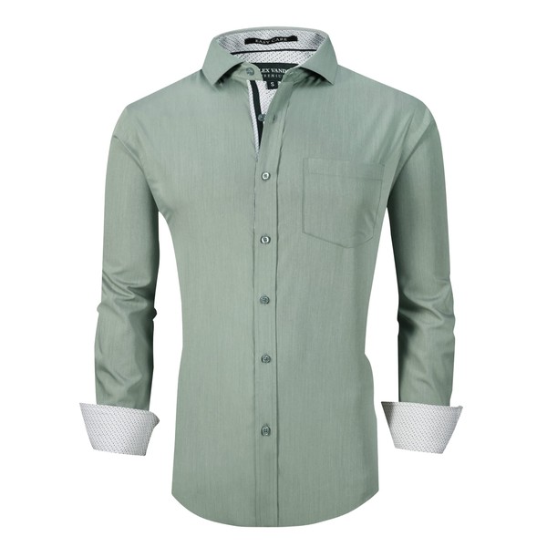Alex Vando Mens Dress Shirts Wrinkle Free Regular Fit Stretch