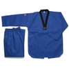 AAMA Ribbed Taekwondo Color Uniform - Blue W/Black Trim -