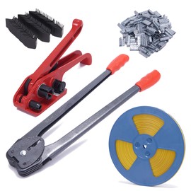 LNYEBN Complete Polypropylene(PP) Strapping Kit with Tensioner, Sealer Tools, and 100 Metal Seals - Includes 100 Corner Protectors for Secure Shipping