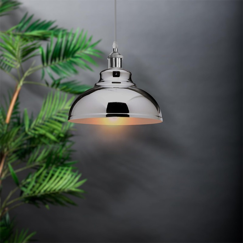 Chrome Ceiling Light Shade Metal Kitchen Lamp Shade Pendant Lighting