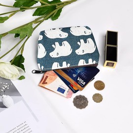 Mini Purse, Pack of 5 Coin Purses Cute Canvas Small Purse Children's Coin Bag Cute Girls Cartoon Bag with Zip for Coins, Cards, Headphones, Keys, Flowered, Europe and America Retro