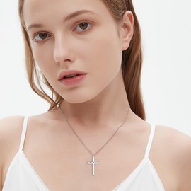 BEILIN Just Breathe Cross Necklace 925 Sterling Silver Small Cross Pendant Inspirational Jewelry Dainty Christian Gifts for Women