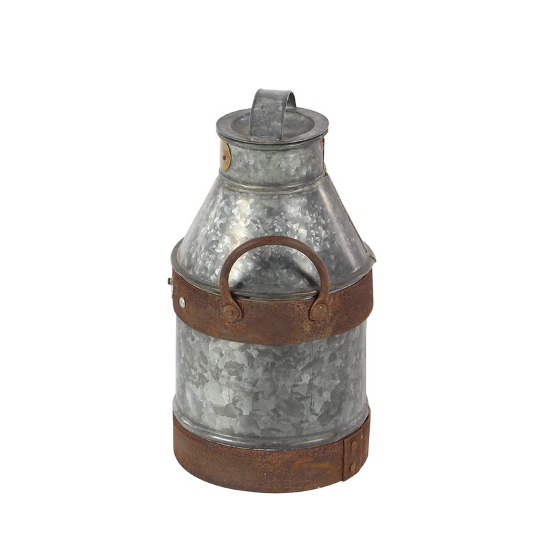 Deco 79 Metal Galvanized Milk Can, 13 by 7-Inch
