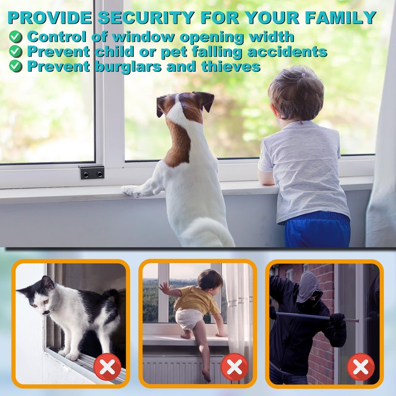 Sliding Window Locks (4 Sets), Security Window Locks with Keys,