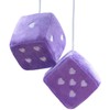 Pair 3” Purple Fuzzy Plush Dice Heart Shape Decor for