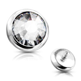 Paula & Fritz® Dermal Anchor Attachment Crystal Various Colours Sizes and Thicknesses 316L Surgical Steel Skin Anchor Skin Diver Implant Ball, Stainless Steel, Crystal