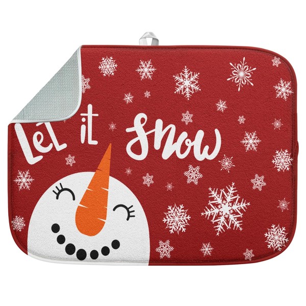 Sanwarm Absorbent Dish Drying Mat, Merry Christmas Microfiber Pad for