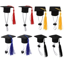LUOZZY 8 Pcs Dog Graduation Caps with Tassel Small Dog Graduation Hats Mini Pet Grad Hat for Dogs Cats 2024 Graduation Pet Costume Accessory