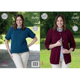 King Cole Ladies Knitting Pattern Womens Easy Knit Jacket & Top (4425)