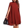 Rooscier Women's Mock Neck Cloak Sleeve Pleated Keyhole Back Flowy