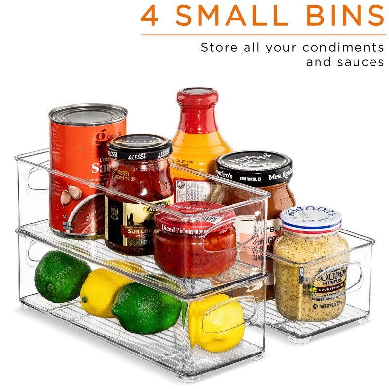 Sorbus Clear Plastic Fridge Organizer Bins, Versatile Kitchen, Cabinet, Food