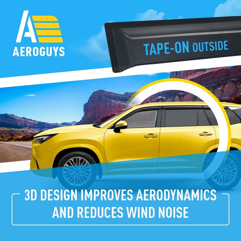 Extra Durable Window Deflectors Tape-On Window Visors Rain Guards Fit