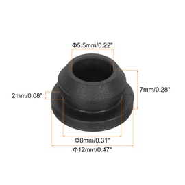 sourcing map 10Pcs Snap Rubber Grommet Plug Mount Dia 8mm ID 5.5mm Narrow Groove Width 2mm Seal Anti-Scratch for Electrical Box Cable Pipes Black
