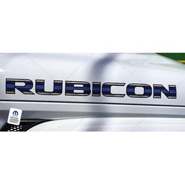 Decal Mods Rubicon Hood Graphic Decals Stickers fits Jeep Wrangler JK Rubicon (2007-2018) Distressed US Flag Thin Blue line no Stars w/Black Outline (Set of 2) | FJ7T3