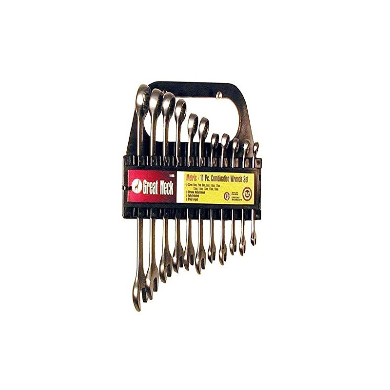 Great Neck 11-Piece Large Metric Wrench Set, 6mm-19mm, Chrome Plated,
