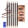 6Pcs Eyebrow Pencils for Women Medium Brown,Wooden Hard-Core Eyebrow Eyeliner