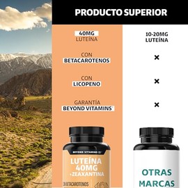Luteína 40 mg + Zeaxantina con Betacaroteno y Licopeno | Máxima Dosis 4X Superior | Fórmula Enriquecida con Vitaminas C, E, A y Zinc | Vegano y Sin Re