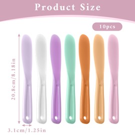 Wanmu 10 Pcs Large Plastic Cosmetic Spatula, Reusable Jelly Mask Lotion Applicator, Mixing and Sampling Spoon Scoops for Facials Face Skin Care Makeup Tools (6 Colors)