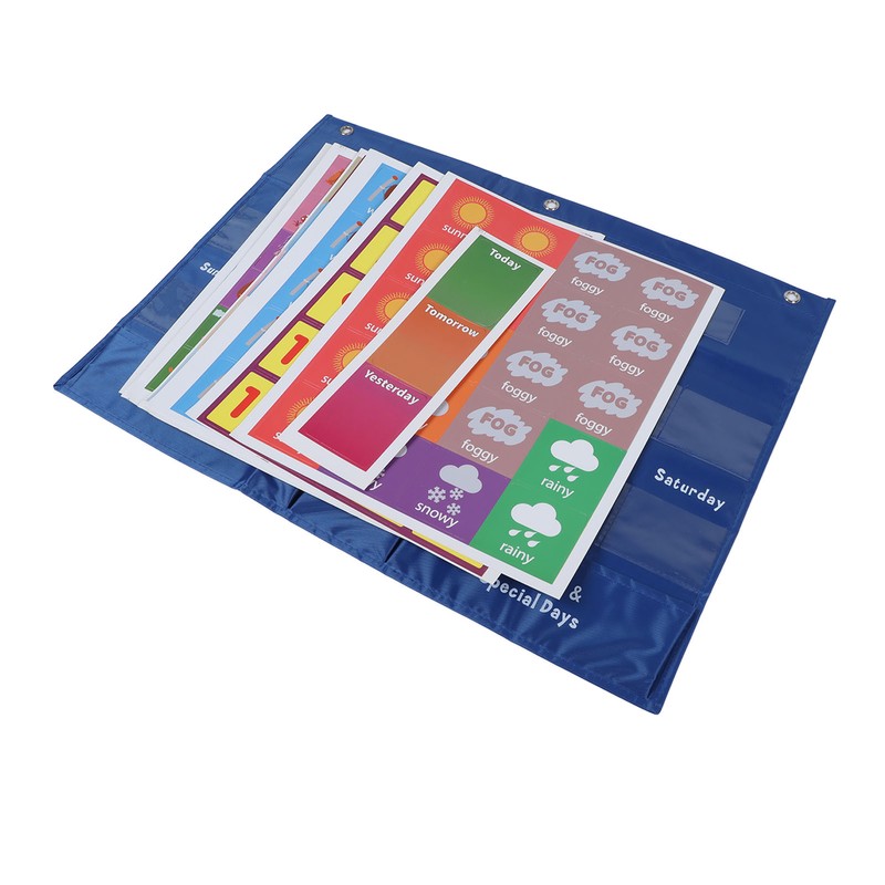 Elementary Weekly Calendar with Weather Pocket Learning Chart for Classroom