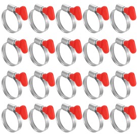 20 Pcs Hose Clips with Handle, Adjustable 25-40mm Hose Clamps, Stainless Steel Pipe Clips, Water Pipe Clamp Clips Assorted Kit for Automobile Pipe, Gas Pipe, Hose Tube Clamps Tightening