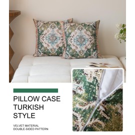 Vorysum Set of 2 Cushion Covers, 40 x 40 cm, Green Boho Cushion Covers, Abstract Decorative Cushion, Vintage Cushion Cover, Double-Sided Pattern, Decorative Velvet Cushion for Garden, Sofa, Bed