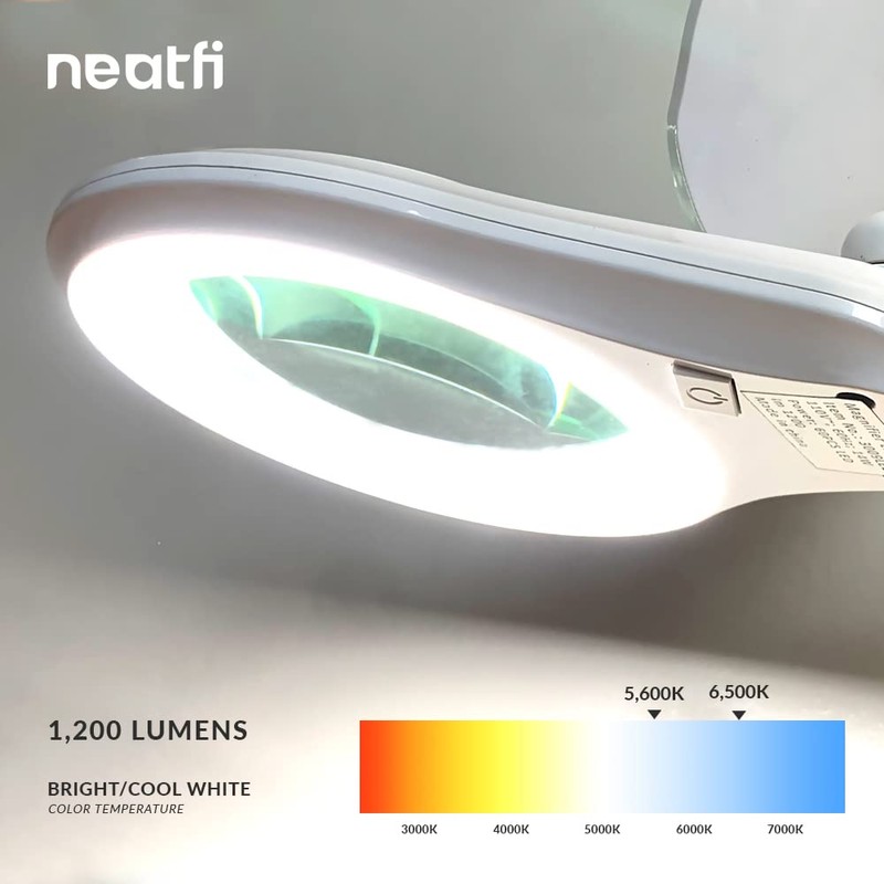 Neatfi LED Magnifying Lamp 1,200 Lumens with Clamp – 5”