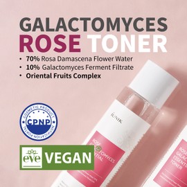 IUNIK Rose Galactomyces Essential Alcohol-Free Vegan Face Toner 6.7 Fl Oz - Natural Rose Water 70% Hydrating Moisturizer with Organic Rosewater Moisturizing Pore Minimizing Deep Nourishing