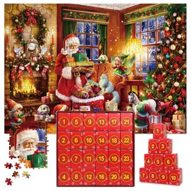Christmas Advent Calendar Puzzle 1000 Piece for Adult, Jigsaw Puzzle Advent Calendar, Christmas Countdown Calendar 2024 Jigsaw Puzzle for Adults Kids,Xmas Gift for Boys and Girls (christmas-2)