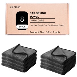 8-Pack Microfiber Car Towels – Super Absorbent, Large Drying Towels for Cars (600 GSM, 16" x 12")
