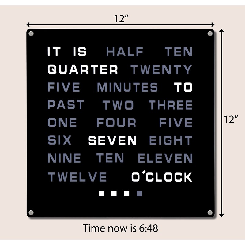 Tech Tools LED Word Clock - Displays Time as Text