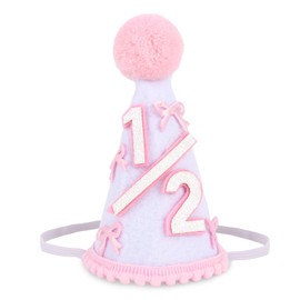 Amariver 1/2 Birthday Hat Baby Half Birthday Crown Pink Bow Party Decorations Party Hat for Girls