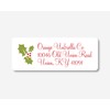 60ct - Christmas Return Address Labels, Holly Return Address Stickers,