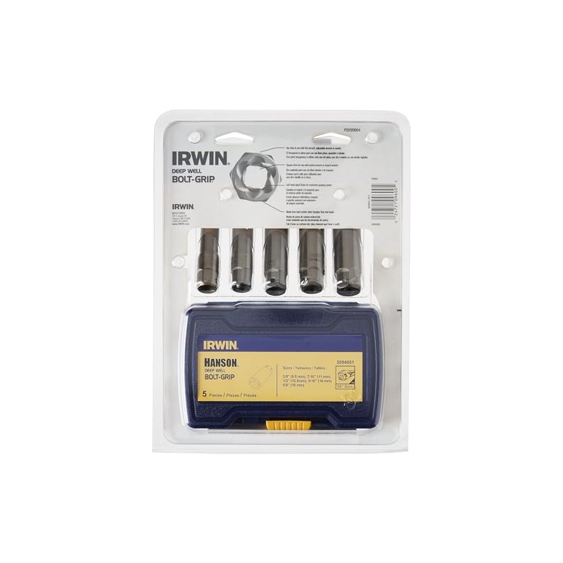 Irwin 3094001 Bolt-Grip Deep Well Set, 5-Piece