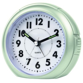 Atrium A240-13 Analogue Quartz Alarm Clock without Ticking with Light and Snooze Mint Green Metallic