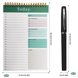 52 Page To Do List Notepad, Undated Daily Planner with 1 Pen, B5 52 Sheets Planning Pad Checklist Productivity Note Pad for Work and Personal Organized