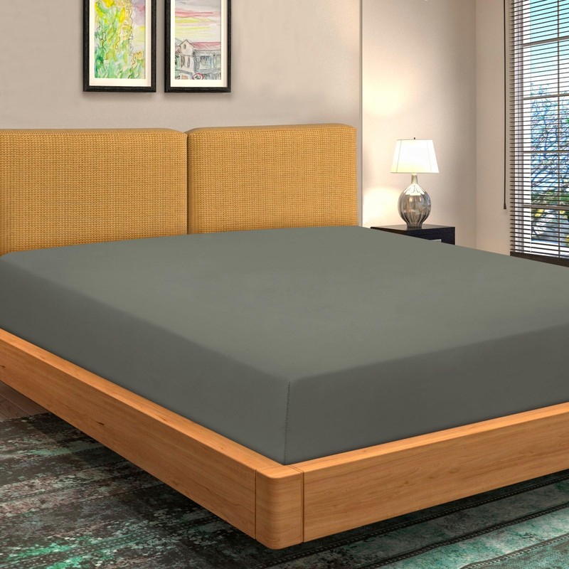 Soroor Bedding & Linen, Microfiber Double Fitted Sheet, Grey Deep