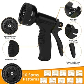 304 Stainless Steel Metal Garden Hose 50ft with Female to Male Connector,Heavy Duty Hose with Nozzles for Yard,Lightweight Metal Garden Hoses