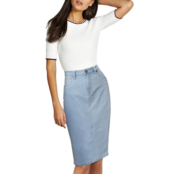 Lexi Womens Stretch Pencil Skirts with Functional Pockets, A Line