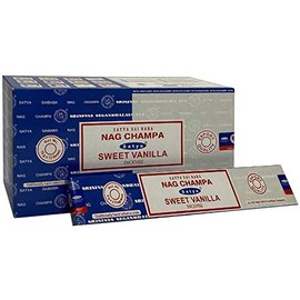 3 X Nagchampa & Sweet Vanilla Satya Combo Incense Sticks with JRose Incense Holder, 15g Box