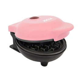 Jocca - Round Waffle Iron in Pink, 500 W, Non-Stick Plates, Waffles in 2-3 Minutes, Compact and Safe Design