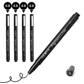 KEMYR 4 Micro Fine liner Drawing Art Pens Calligraphy Pens: 0.8mm Size Black Art supplies Waterproof Archival Black Ink Markers For Artists,Use for Professional Watercolor,Sketching