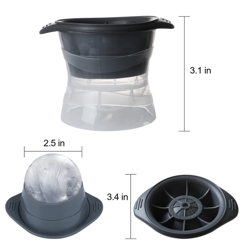 LINGLAN Ball Shaped Ice Cube Trays, 6 cm, Pack of