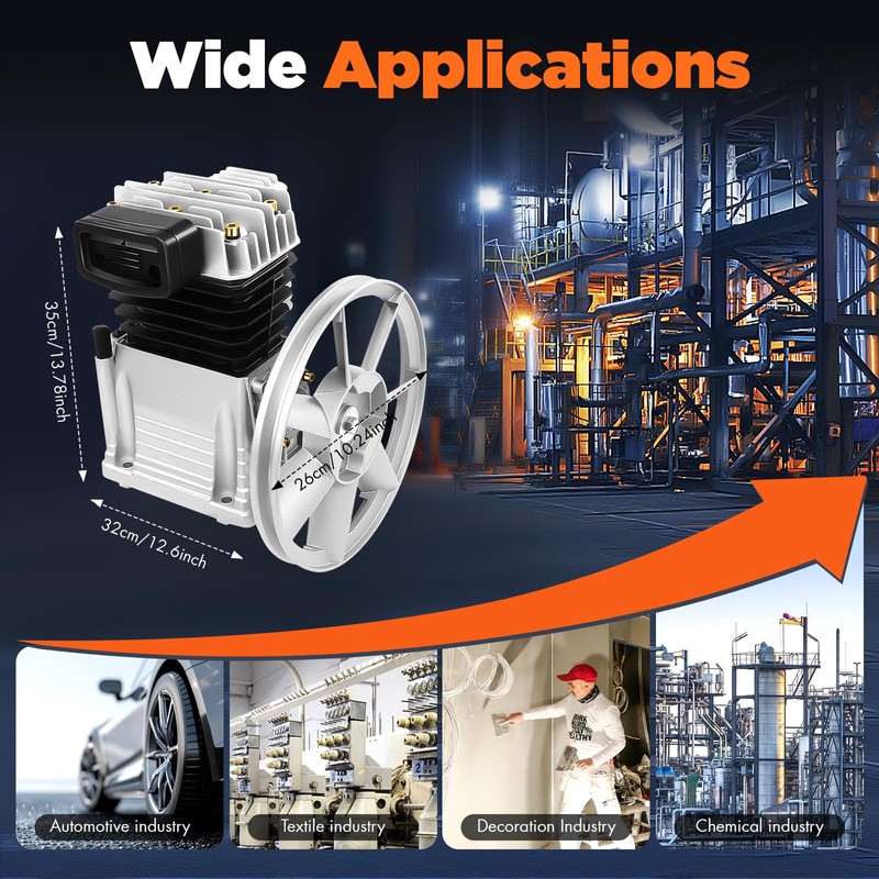 2HP Air Compressor Pump, Air Compressor Pump Head with Motor